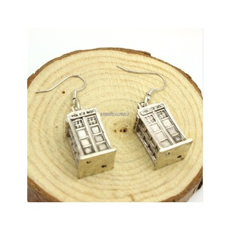 Ancient Silver Tardis Doctor Who earrings